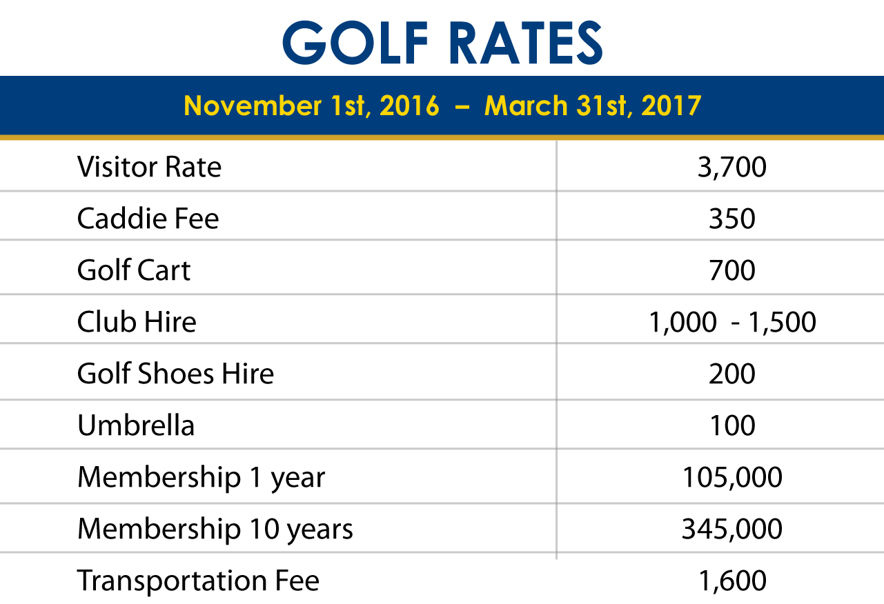 RATES Chiangmai Highlands Golf and Spa Resort